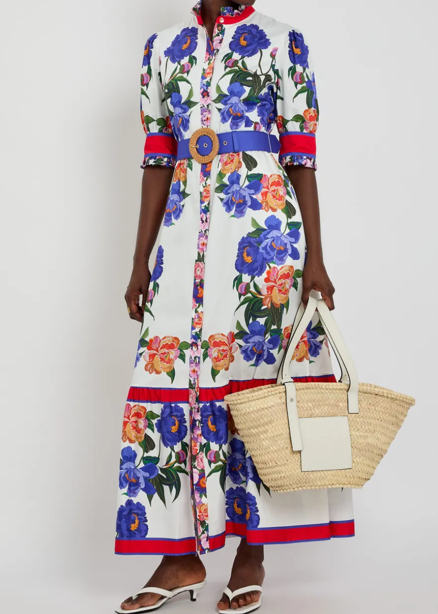Marni floral-print belted cotton maxi dress