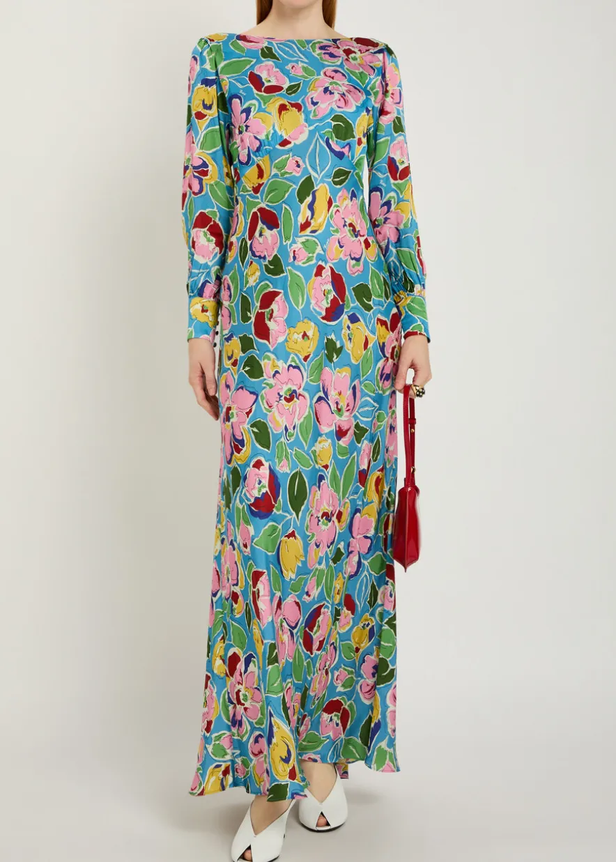 Marni floral-print satin maxi dress