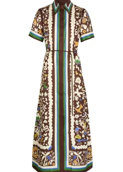 Maroc printed linen maxi shirt dress