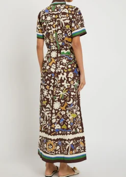 Maroc printed linen maxi shirt dress