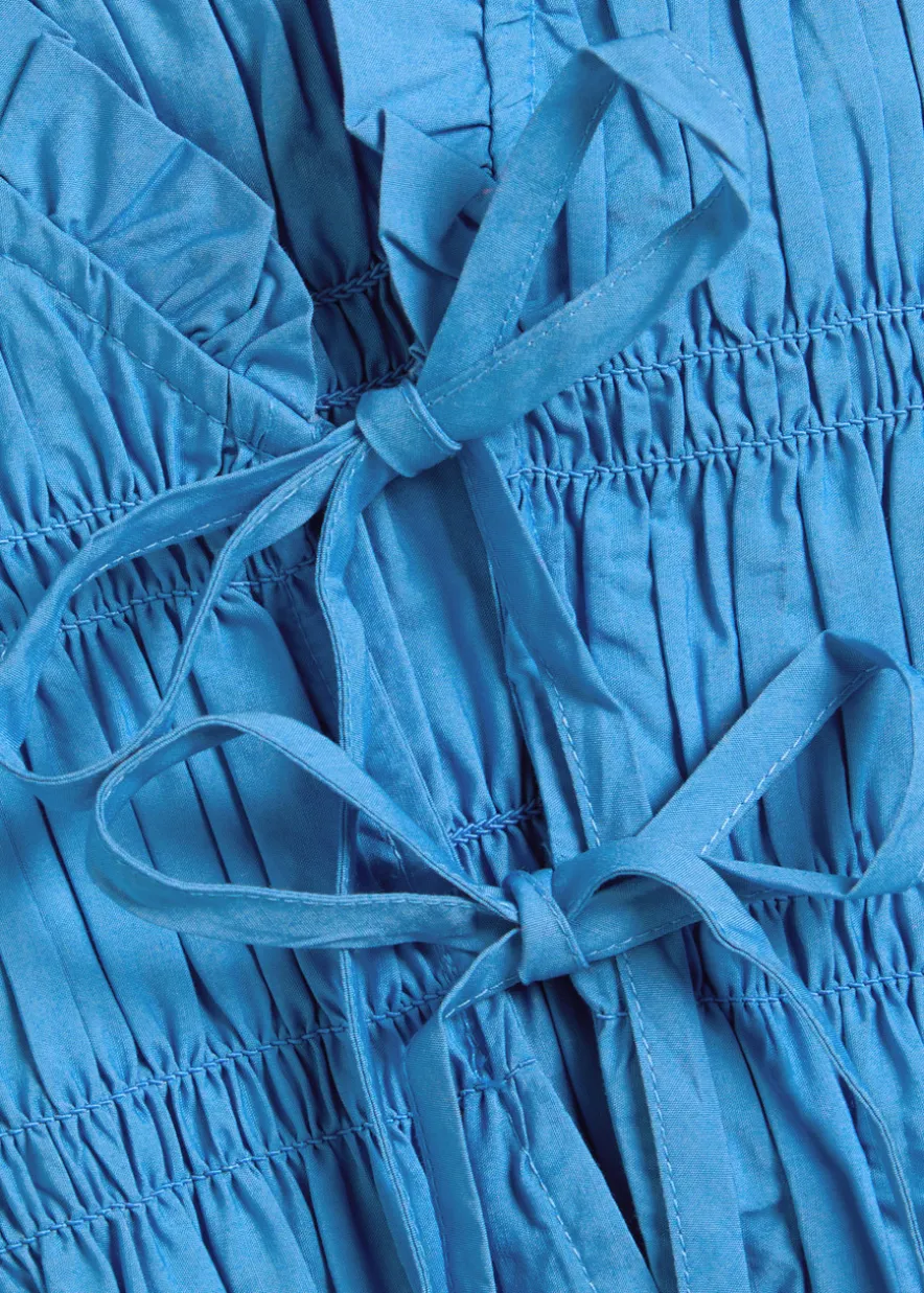 Martine smocked cotton-poplin top