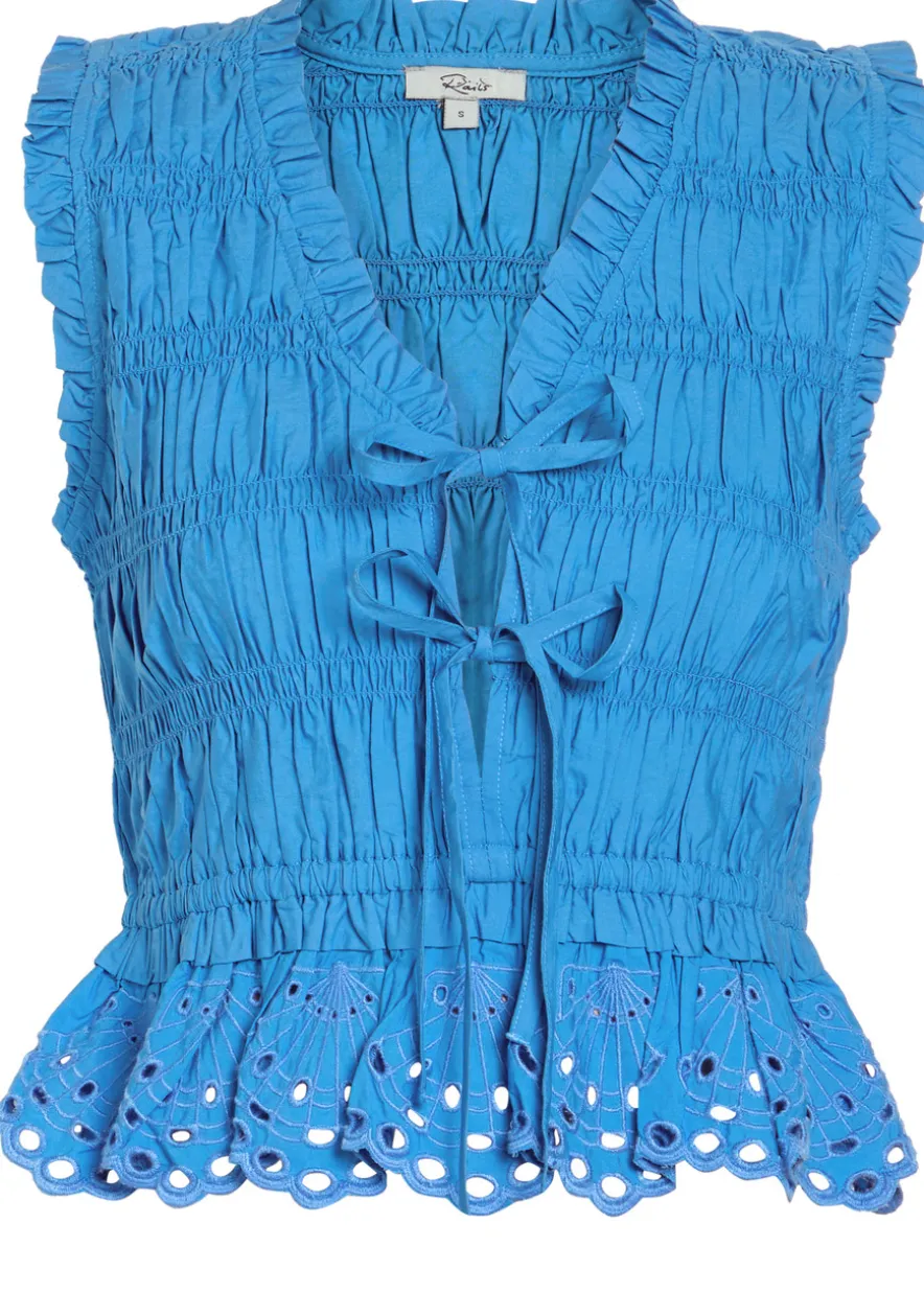 Martine smocked cotton-poplin top