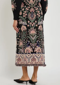 Marvelous Garden floral-jacquard knit midi skirt