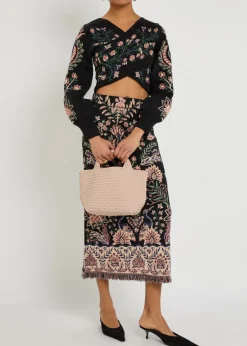 Marvelous Garden floral-jacquard knit crop top