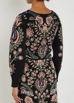 Marvelous Garden floral-jacquard knit crop top