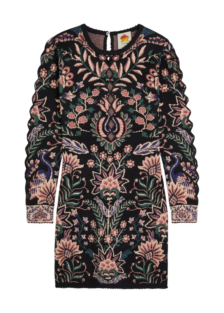 Marvelous Garden floral-jacquard knit mini dress