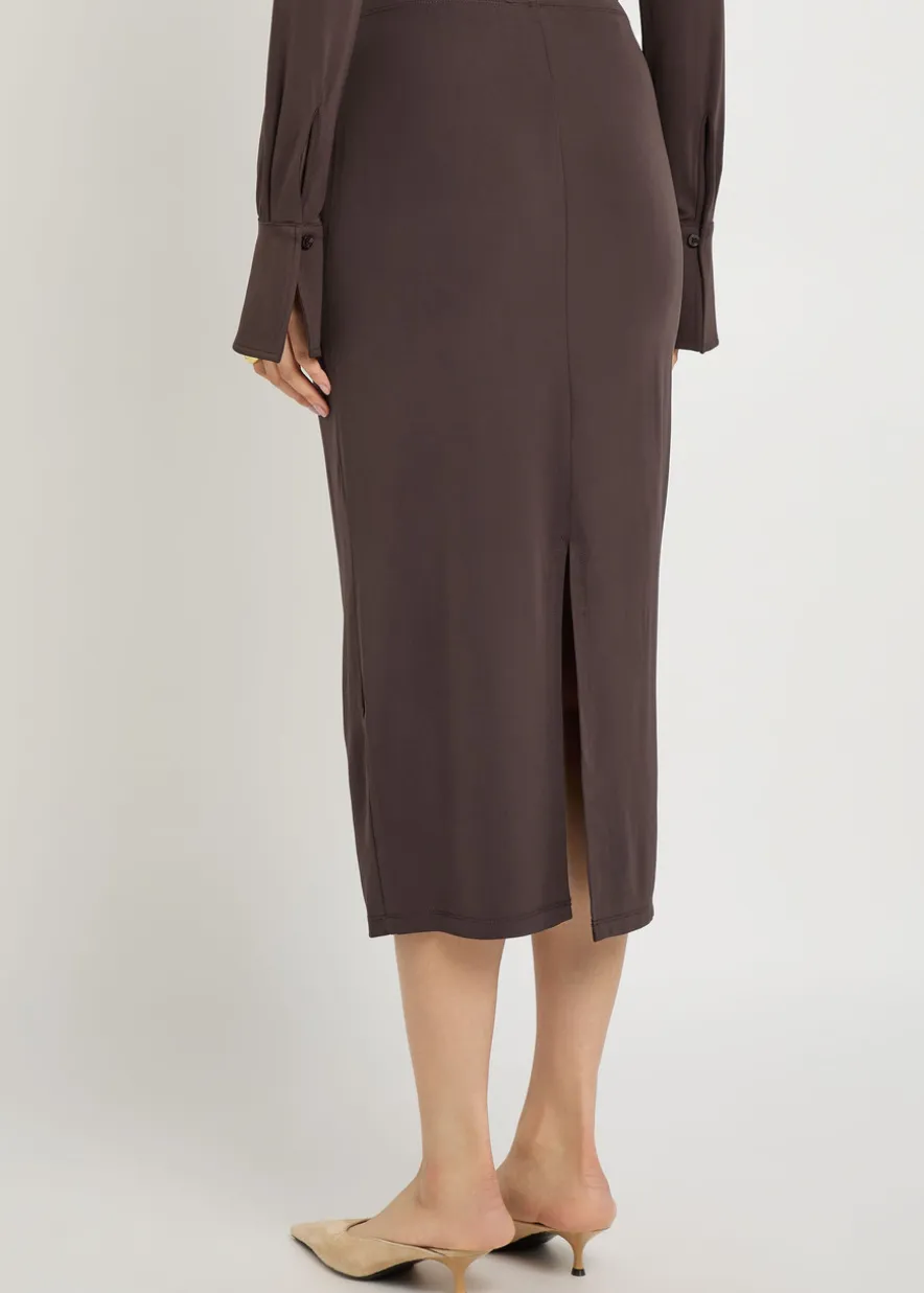 Matte stretch-jersey midi pencil skirt
