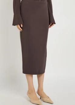 Matte stretch-jersey midi pencil skirt