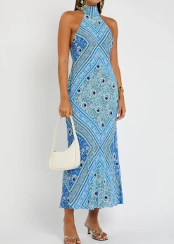 Maura patterned halter-neck chiffon midi dress