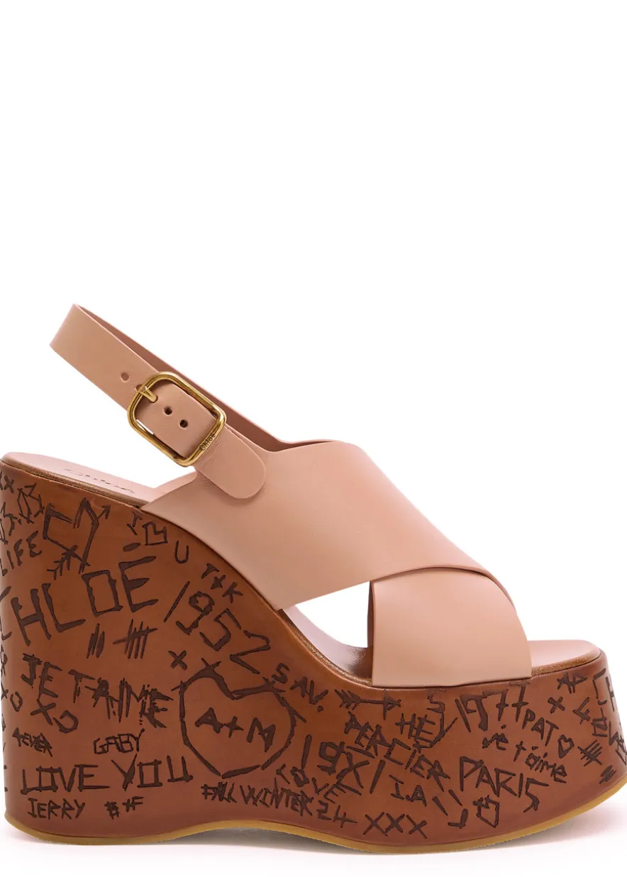 Maxime leather platform wedge sandals