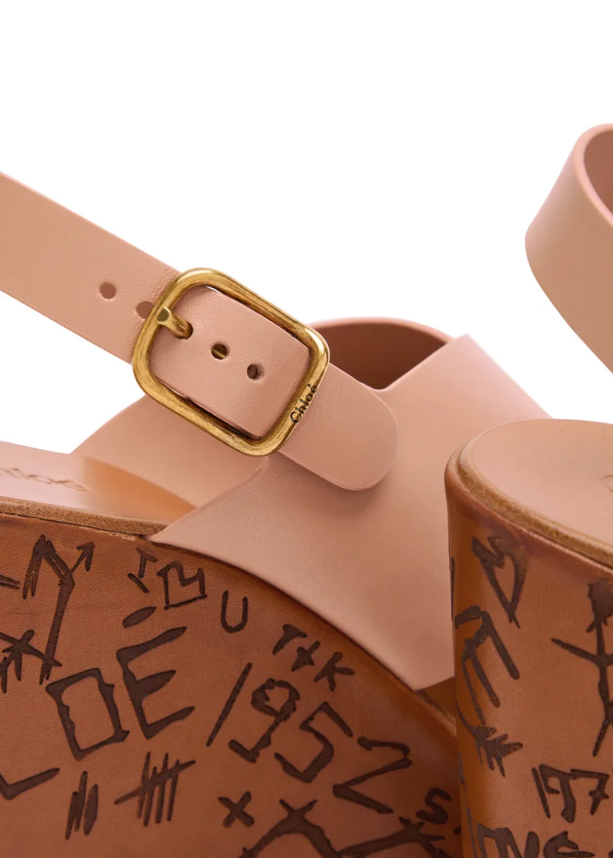 Maxime leather platform wedge sandals