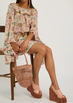 Maxime leather platform wedge sandals