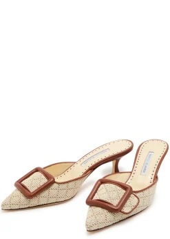 Maysalebi 50 raffia and leather mules