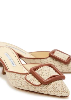 Maysalebi 50 raffia and leather mules