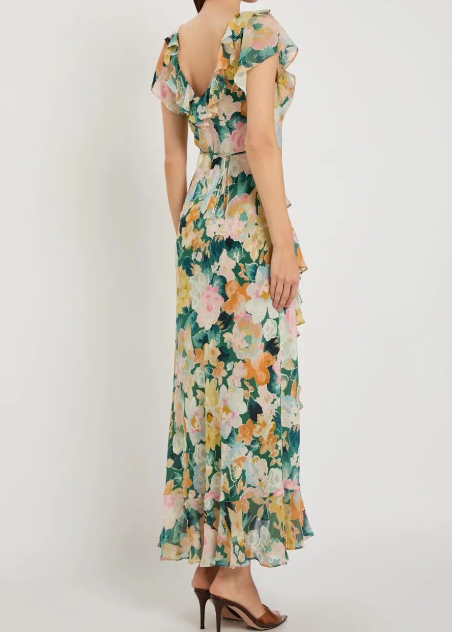 Meadow floral-print silk midi dress