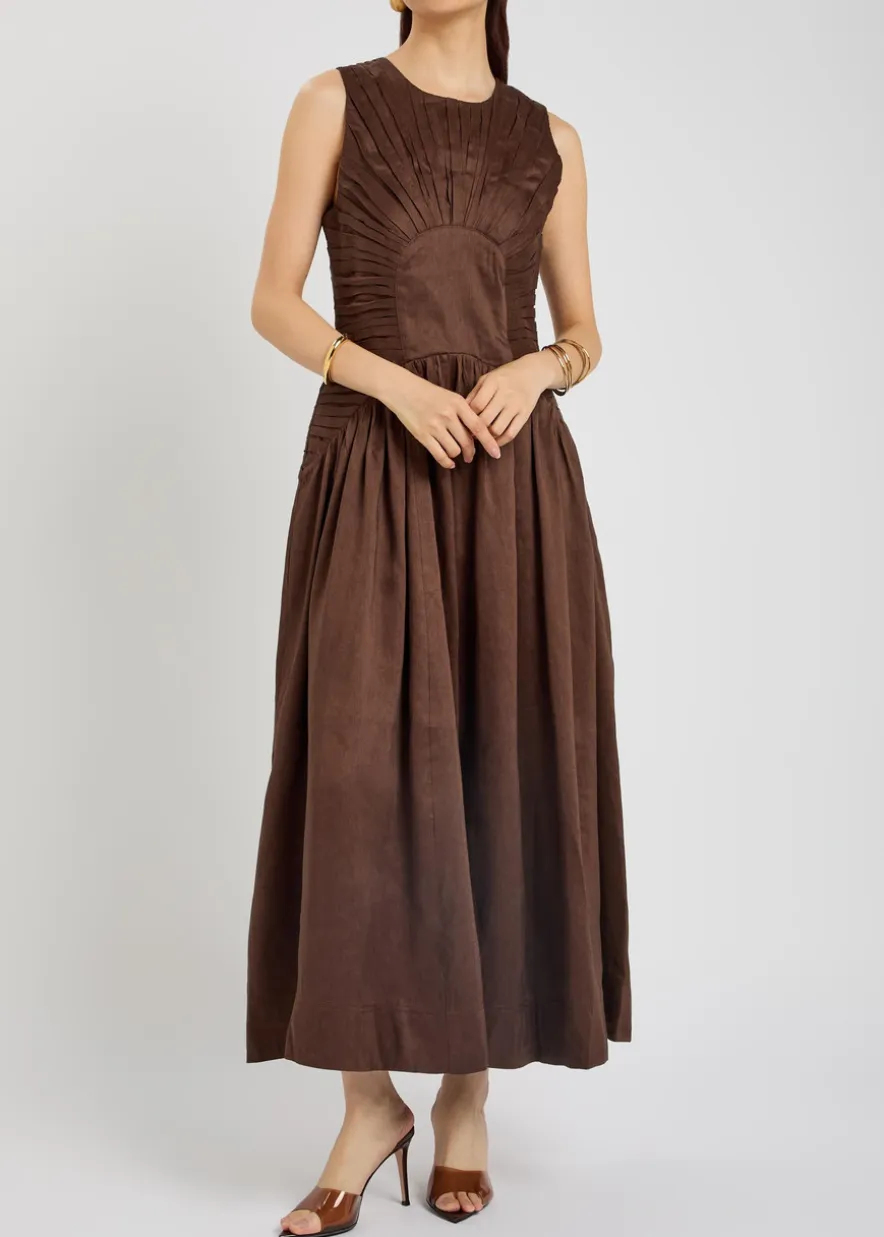 Medea pleated linen-blend maxi dress