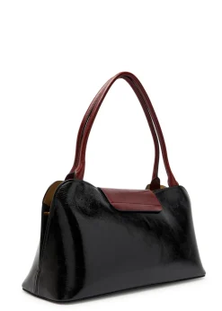 Medium glossed leather shoulder bag