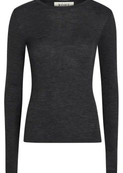 Melange-knit long-sleeve wool top