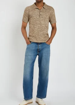 Melangé-knit cotton-blend polo shirt