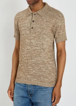 Melangé-knit cotton-blend polo shirt