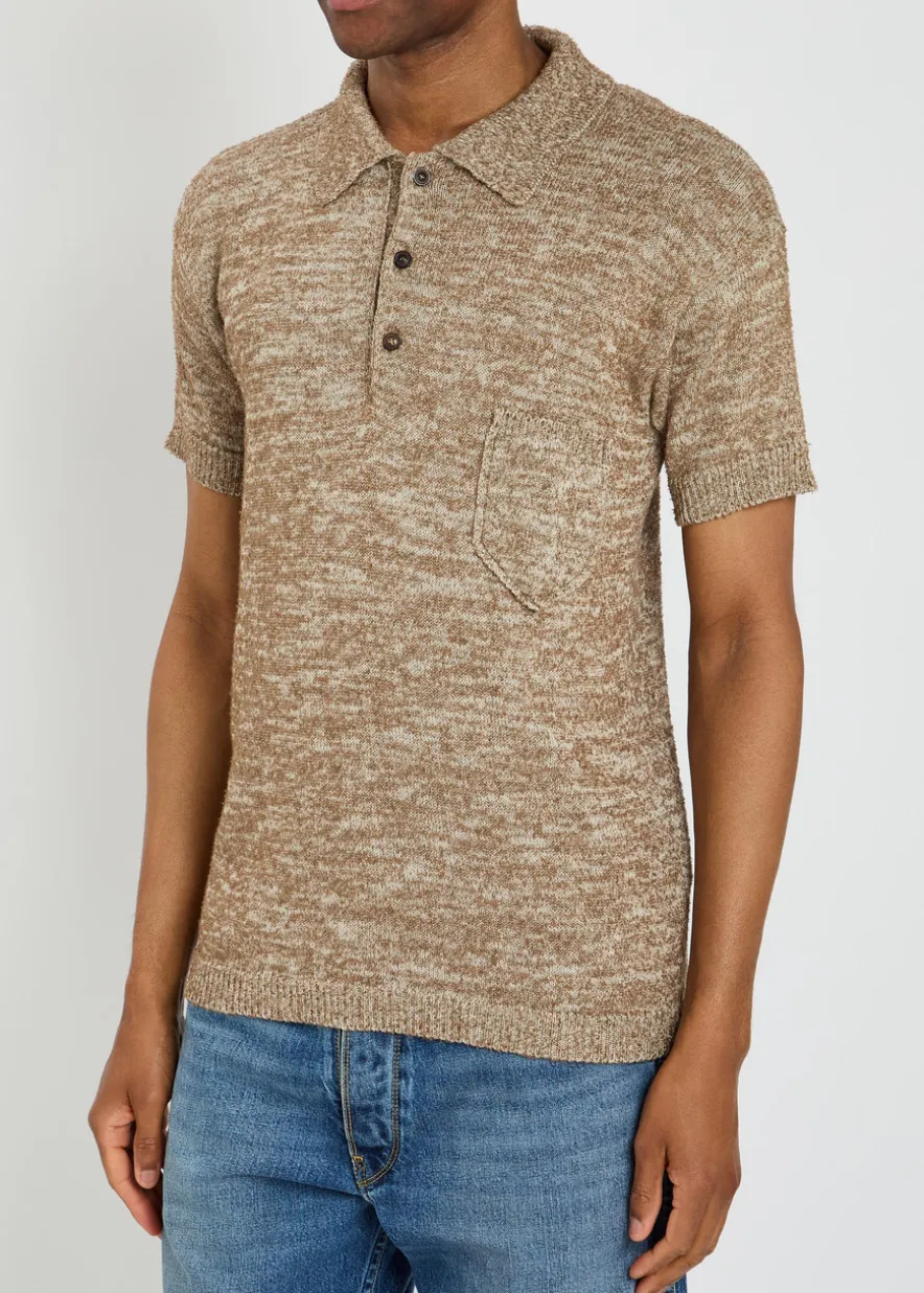 Melangé-knit cotton-blend polo shirt