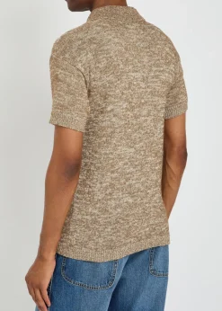 Melangé-knit cotton-blend polo shirt