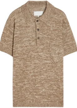 Melangé-knit cotton-blend polo shirt