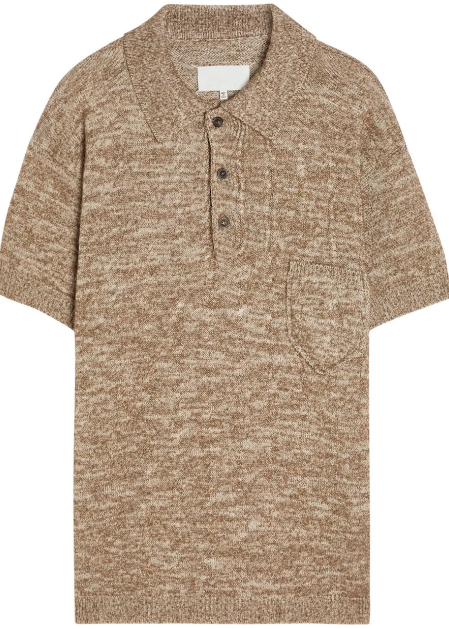 Melangé-knit cotton-blend polo shirt
