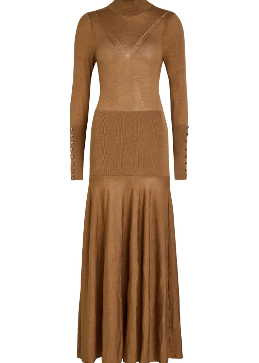 Merino and silk-blend midi dress
