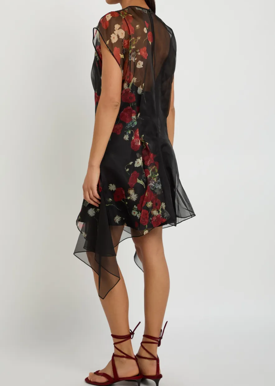 Merith floral-print ruffled silk mini dress