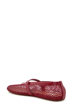 Mesh and glossed leather ballet flats