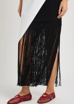 Mesh and glossed leather ballet flats