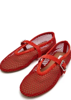 Mesh and suede ballet flats