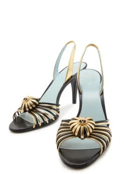 85 metallic leather slingback sandals