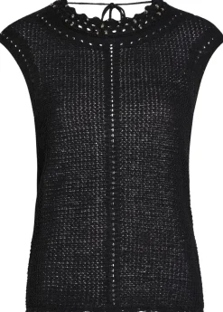 Metorie bead-embellished crochet top