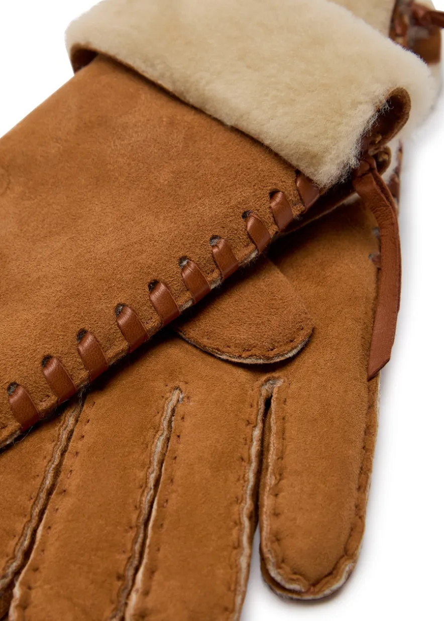 Mia shearling-lined suede gloves