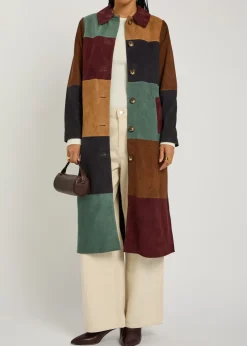 Milly patchwork suede coat