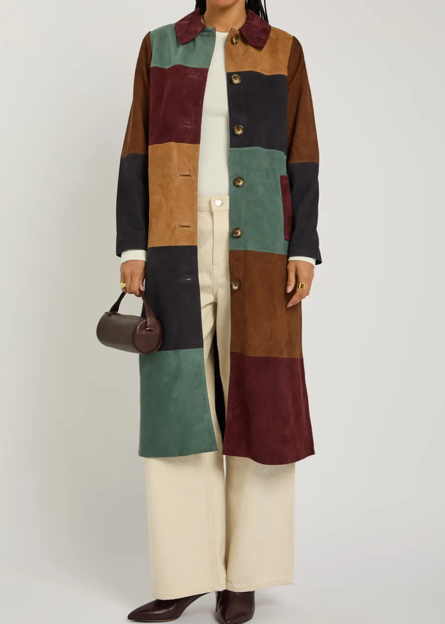 Milly patchwork suede coat