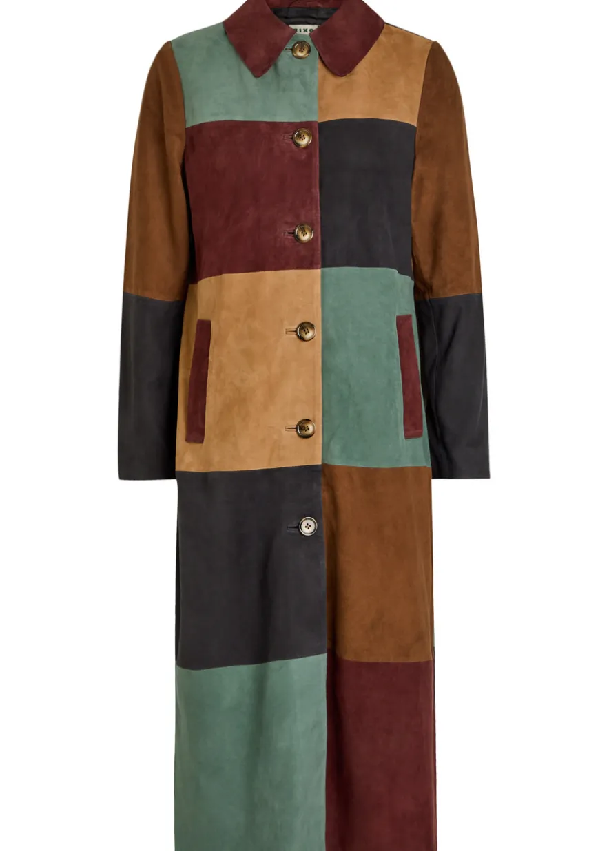 Milly patchwork suede coat