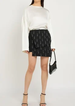 Mina crystal-embellished wool mini skirt