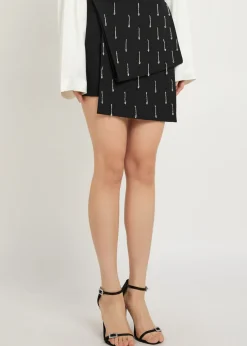 Mina crystal-embellished wool mini skirt