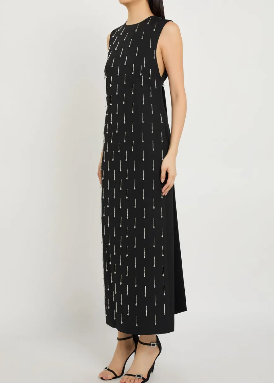 Mina crystal-embellished wool midi dress