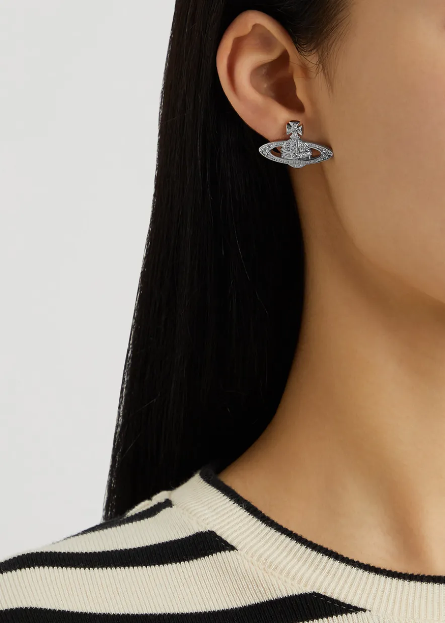 Mini Bas Relief embellished orb stud earrings