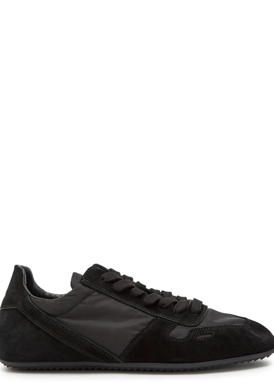 Minimal panelled suede and nylon sneakers