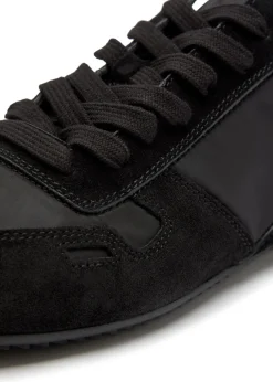Minimal panelled suede and nylon sneakers