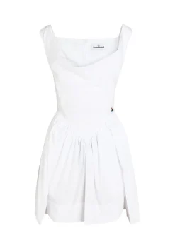 Mini Sunday draped cotton-poplin mini dress