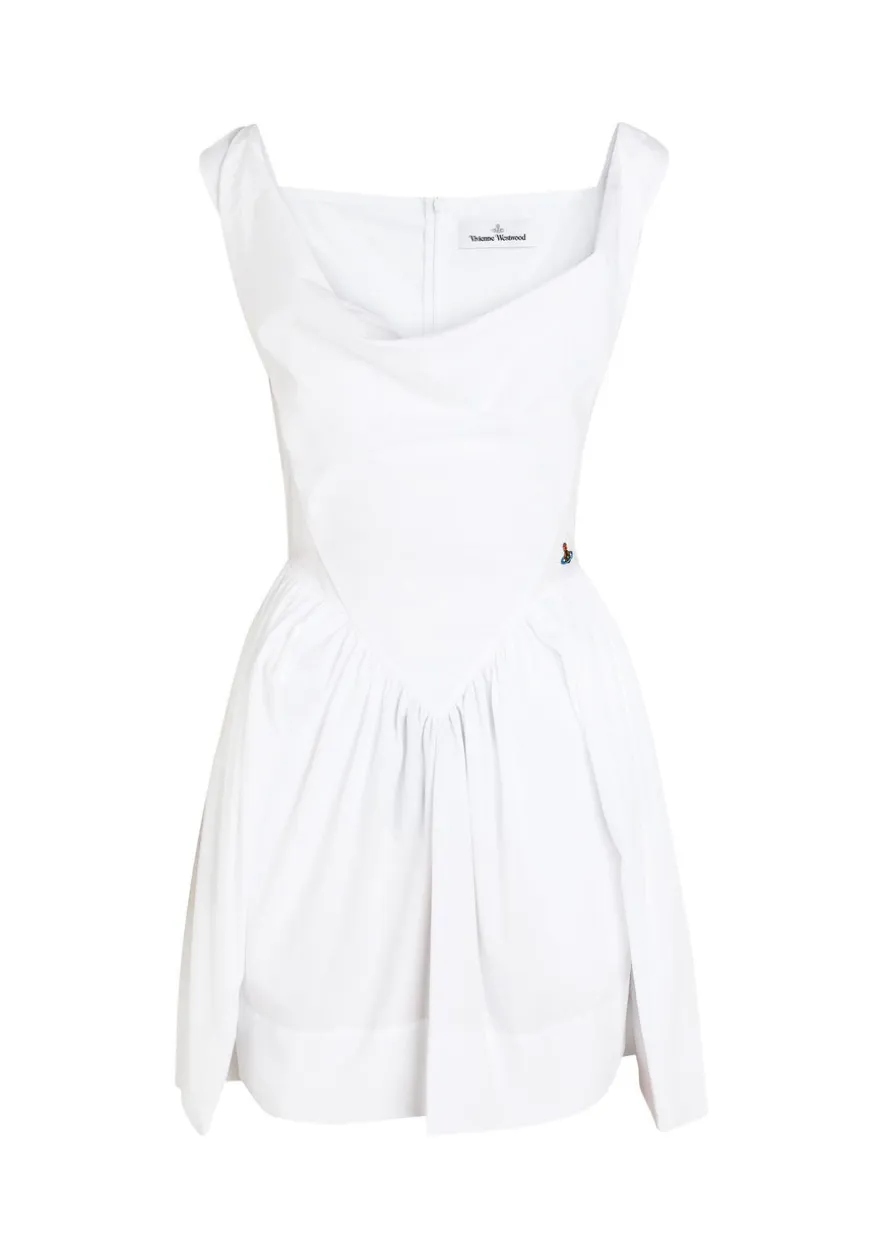 Mini Sunday draped cotton-poplin mini dress