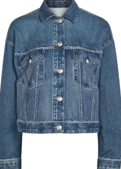 Miramar denim-print terry jacket