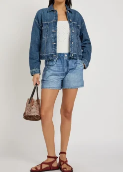Miramar denim-print terry jacket