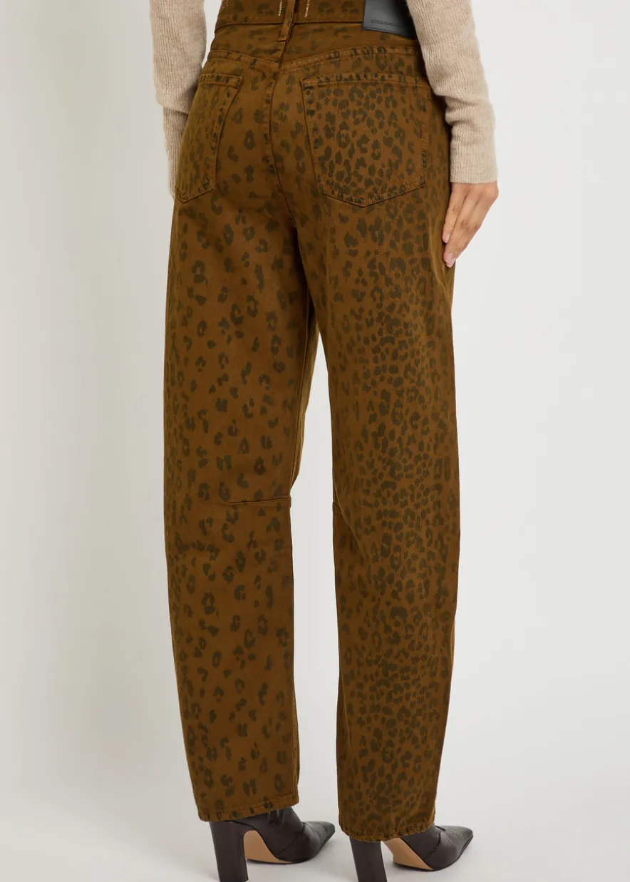 Miro leopard-print barrel-leg jeans